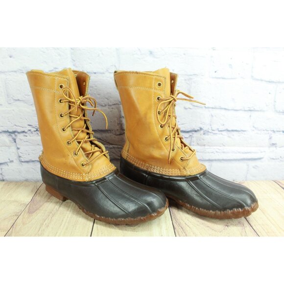 Vintage LL Bean Unlined Maine Hunting Shoe Lace Up Duck Boots Size 9 - Picture 5 of 10